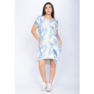 Vestido CabanaFree Curto Malha Amplo Always Estampa Verde Selvagem Blue