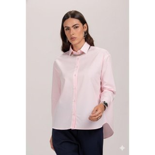 Camisa Feminina Oversized De Algodão Social Elegante Lisa