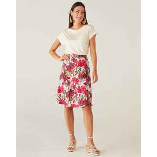 Saia Midi Floral Em Crepe Malwee