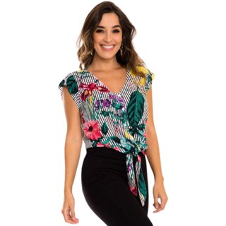 Blusa Feminina Listrada Com Botões E Laço Razon Jeans