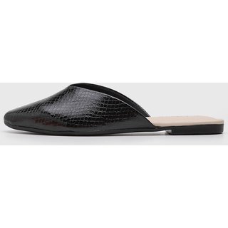 Sapatilha Feminina cê Mule Textura Snake Preta