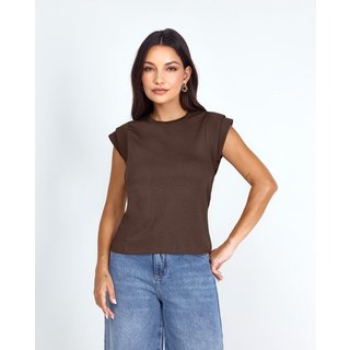 Blusa Cropped Feminina Premium 90303 Marrom Consciência