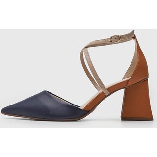 Scarpin Feminino cê Tiras Salto Médio Azul Marinho