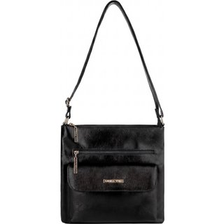 Bolsa transversal de couro liso Karen - Preto