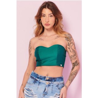 Top Feminino Up Glam Decote Coração Planet Girls Verde Médio