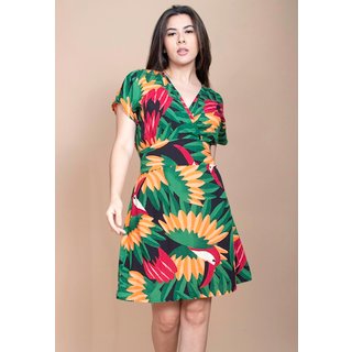 Vestido Cabanafree Curto Viscose Elastex nas Costas Estampa Festas dos Tucanos