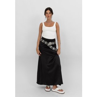 Saia Satin Midi Preta