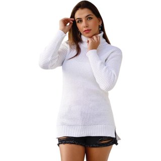 Tricot Blusa / Vest Legging Gola Alta Branco
