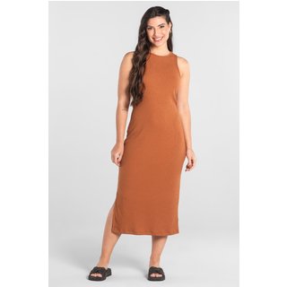Vestido Adulto em Ribana Canelada Just Basic Marrom