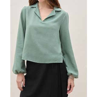 BLUSA MANGA LONGA DECOTE V VERDE