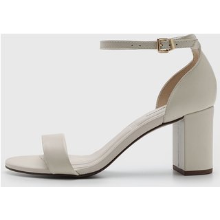 Sandália Feminina Loucos e Santos Salto Bloco Off-White