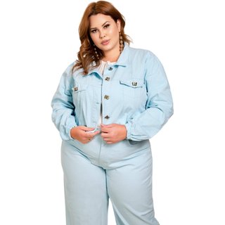 Jaqueta Feminina Sarja Azul Sky Cropped