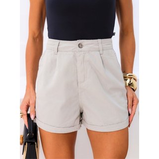 Shorts Sarja Alfaiataria Areia Feminino