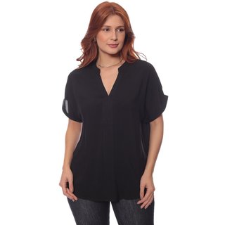 Camisa Feminina Viscose Gola Padre Manga Curta Crocker