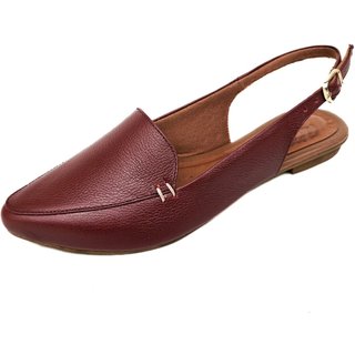 Sapatilha Slingback Amo Calçados Couro Bordô