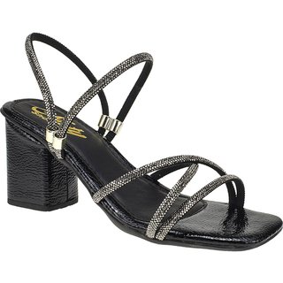 Sándalia 2/1 Tamanco Nilda Strass 7,5 cm Social Casual Numeração Especial