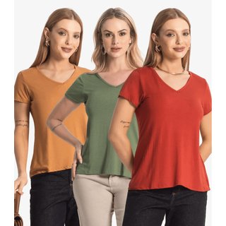 Kit 3 Blusas Femininas Básicas Select Sortidas