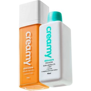 Kit Creamy Ácido Salicílico Solução Tônica Antiacne e Vitamina C Sérum Facial (2 produtos)