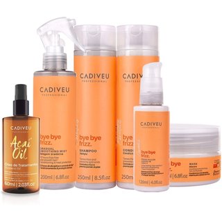 Kit Cadiveu Professional Bye Bye Frizz Completo e Oléo Açai 60ml (6 produtos)