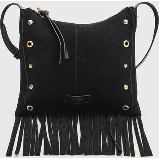Bolsa Feminina Arezzo Média Franjas Preta