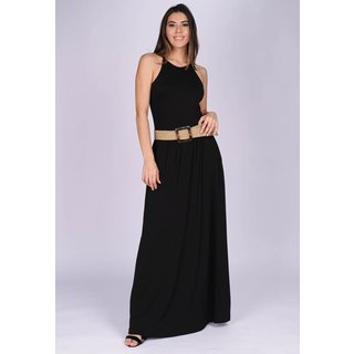 Vestido Longo Malha Trapézio com Bolso Jennifer Preto