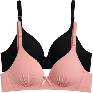 Kit 2 Sutiã Com Soft Bojo Reflexo Íntimo Básico Alça Ajustável Uso Dia a Dia Preto e Rosa