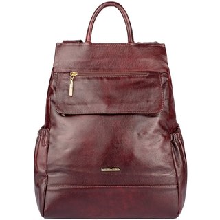 Mochila antifurto de couro liso Suelen - Marsala