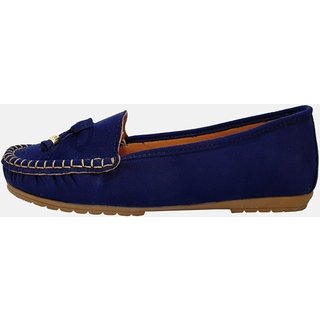 Sapatilha Mocassim Moda Pé Costurado À Mão Cor Azul Marinho