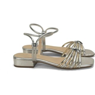 Sandália calce fácil prata ouro light metal prata Incolor