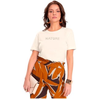T-shirt Feminina Endless com Bordado Nature Off White