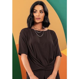 Blusa Em Malha De Viscose Marrom Quintess
