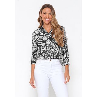 Camisa Intens Manga 3/4 Crepe Preto