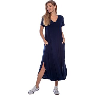 Vestido Midi Amplo Malha com Bolso Amazonia Vital Azul