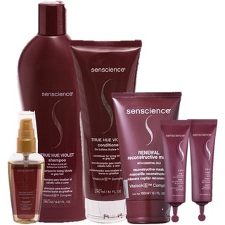 Senscience True Hue Violet Duo Home Care Renewal Mask 150ml CPR Tratamento 2x25ml e True Hue Color Oleo 55ml
