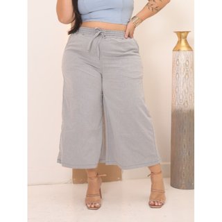 Calça Pantacourt Feminina Alleppo Jeans Plus Size com Elástico na Cintura