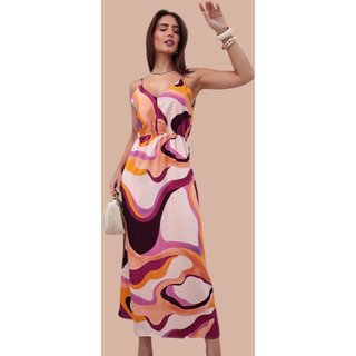Vestido Midi Ícone Fashion Bossa Estampa Correnteza Solar