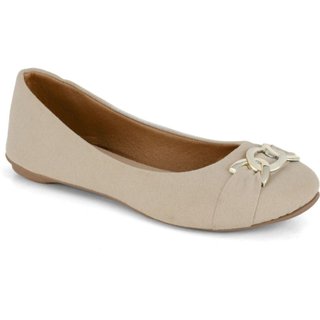 Sapatilha Bico Redondo Feminina Mr Try Shoes Casual Macia Confortável Bege