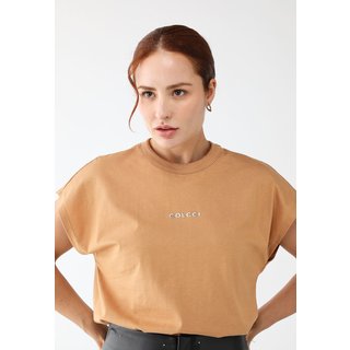 Camiseta Colcci Reta Logo Bege