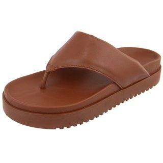 Sandália Plataforma Flatform de Dedo Papete Macia Blogueira Agnes Veronez Caramelo