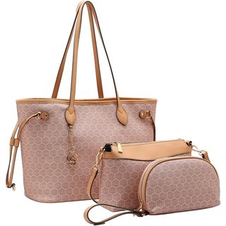 Bolsa Feminina Chenson New Monograma Dupla Face Kit 3 Peças 3485427 Rosa