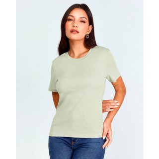 T- Shirt Decote Redondo Feminina Premium 90271 Verde Consciência