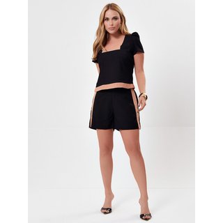 Conjunto Mamorena de Blusa e Short em Liocel Bicolor