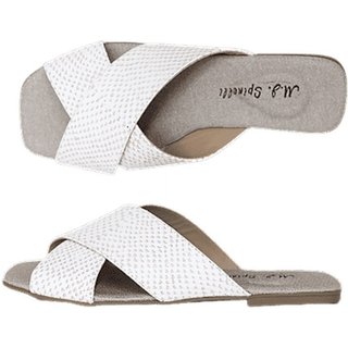 Chinelo Rasteirinha Tiras em Couro Branco Spinelli