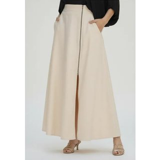 Saia Cabanafree Midi com Zíper Creme