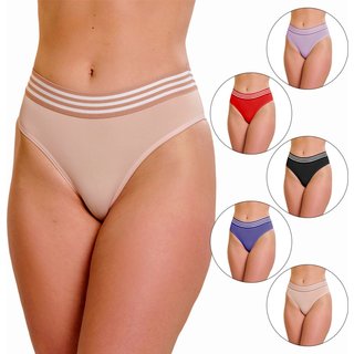 Kit 6 Calcinha Tetê Variedades Cós Cueca Feminina Modelagem Leve Confortável Moda Íntima Multicolorido