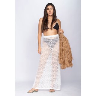 Saída de Praia Amazônia Vital Saia Longa Crochê Branco