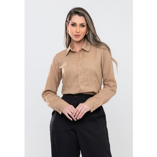 Camisa Manga Loga Classica Casual Elegante linho Premium - Docce Mulher
