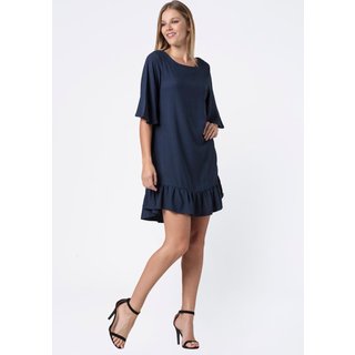Vestido Curto Amazonia Vital Viscose Babados Azul Marinho