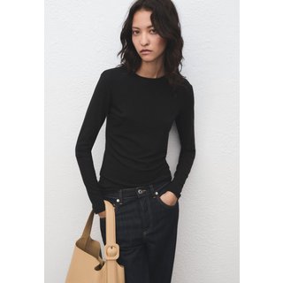 Camiseta Manga Longa Feminina Mango Secondca Preta