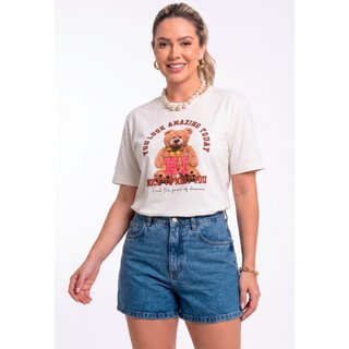 Camiseta Feminina Cianitas Off Estampa Urso Amazing
